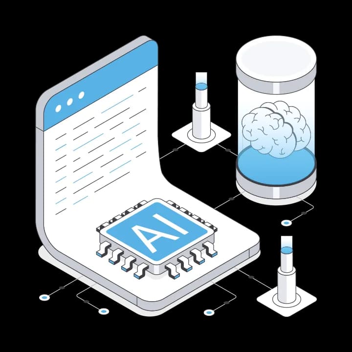 3D-Illustration eines automatisierten Workflows – Darstellung von AI Automation zur Optimierung digitaler Geschäftsprozesse