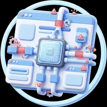 3D illustration of existing software with bottlenecks, rigid modules, and technical constraints in the system architecture