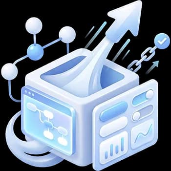 3D illustration of a digital offering with portal, platform modules, and faster rollout of new features